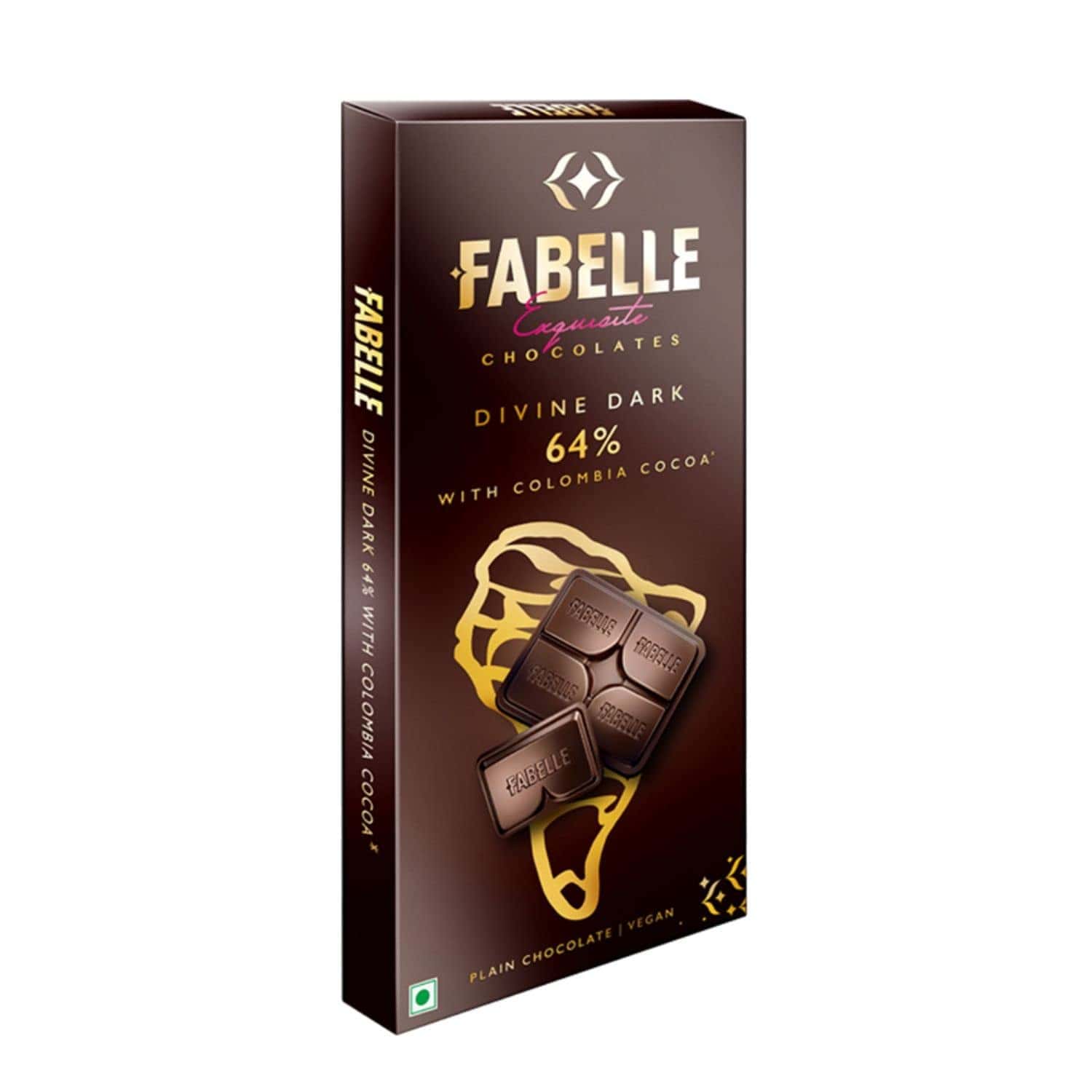 Fabelle Divine Dark 64% With Colombia Cocoa Luxury Dark Chocolate Bar