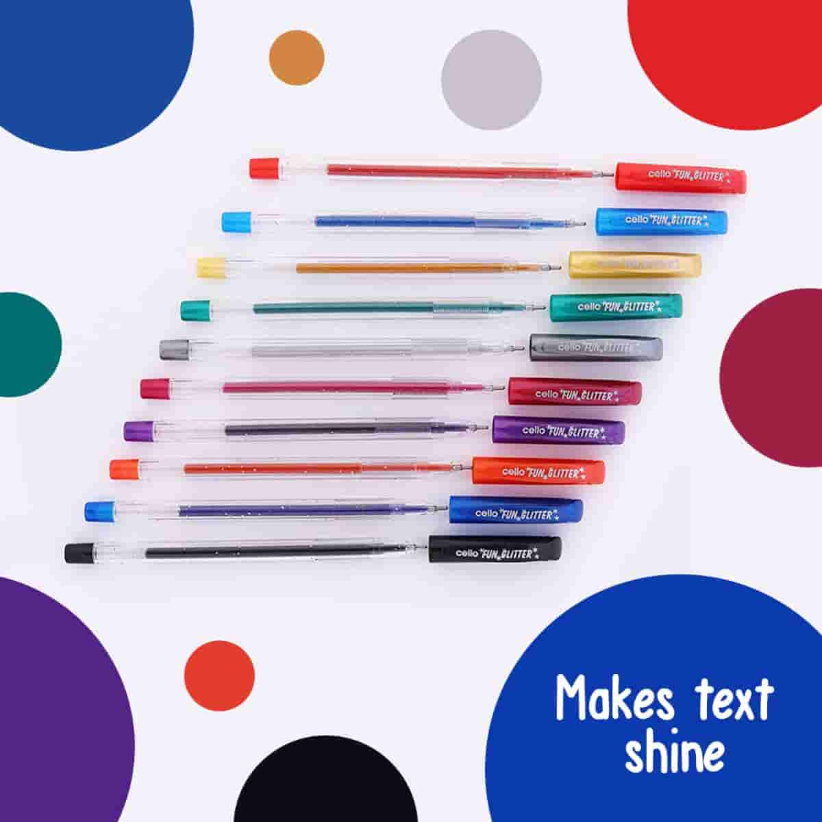 Cello Fun Glitter Gel Pen Pack of 10 Assorted