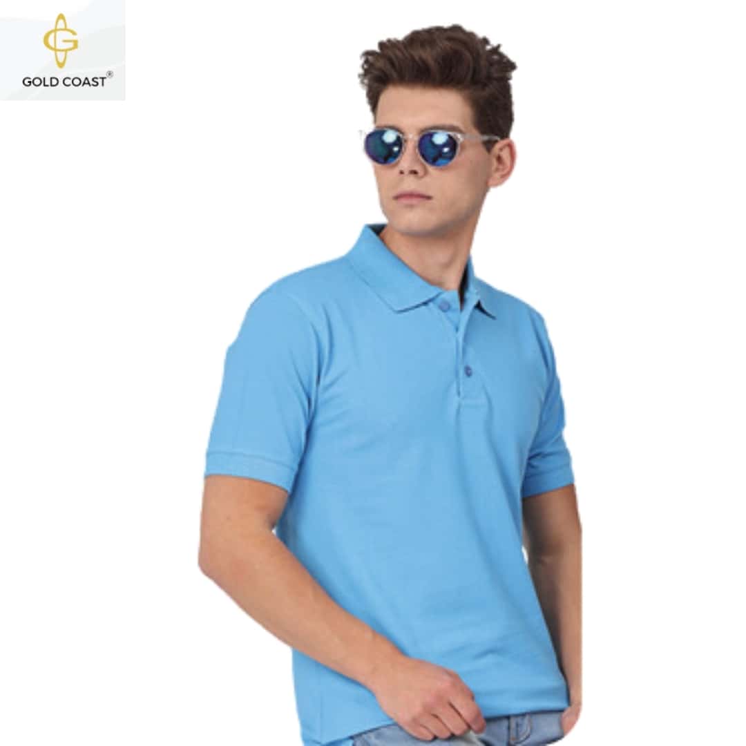 Gold Coast Air-Tex Cotton Polo T-Shirt - Sky Blue