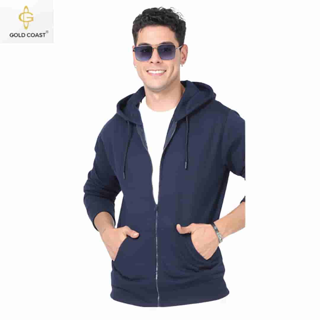 Gold Coast Hoodie with Zip - Navy Blue
