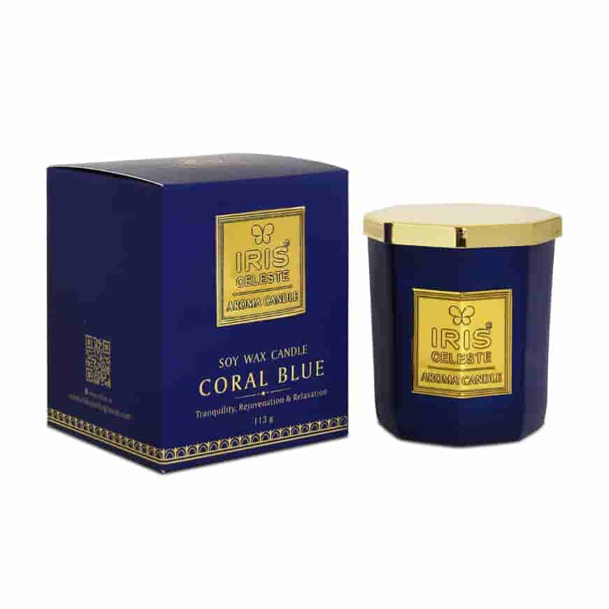 IRIS Celeste Soy Wax Aroma Candle - Coral Blue