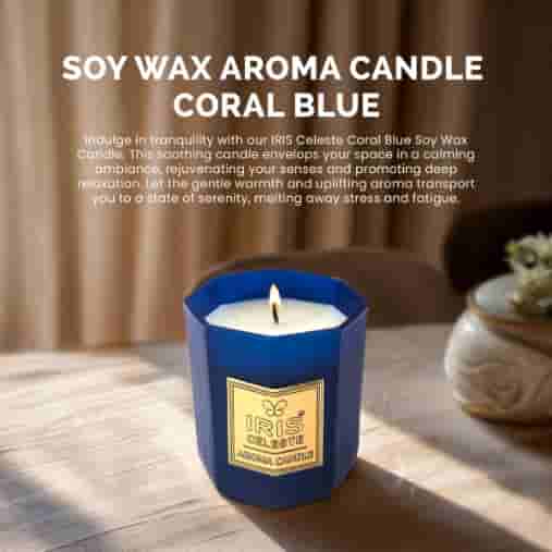 IRIS Celeste Soy Wax Aroma Candle - Coral Blue
