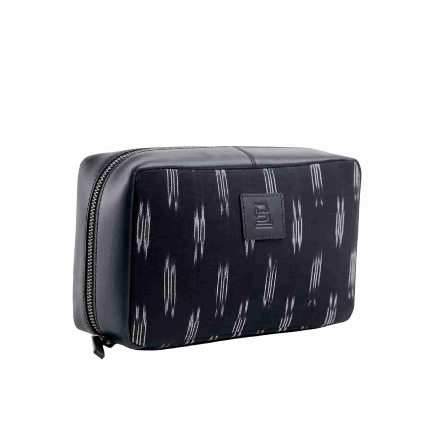 Leather Chef Tech Pouch Black IKAT + Leather