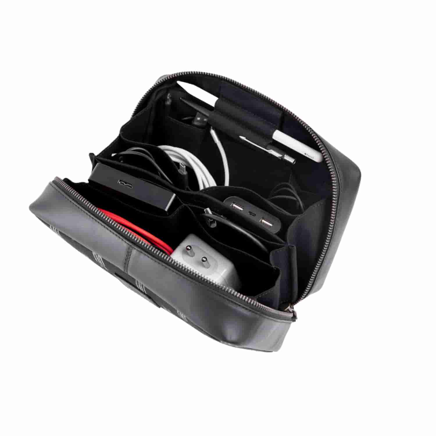 Leather Chef Tech Pouch Black IKAT + Leather