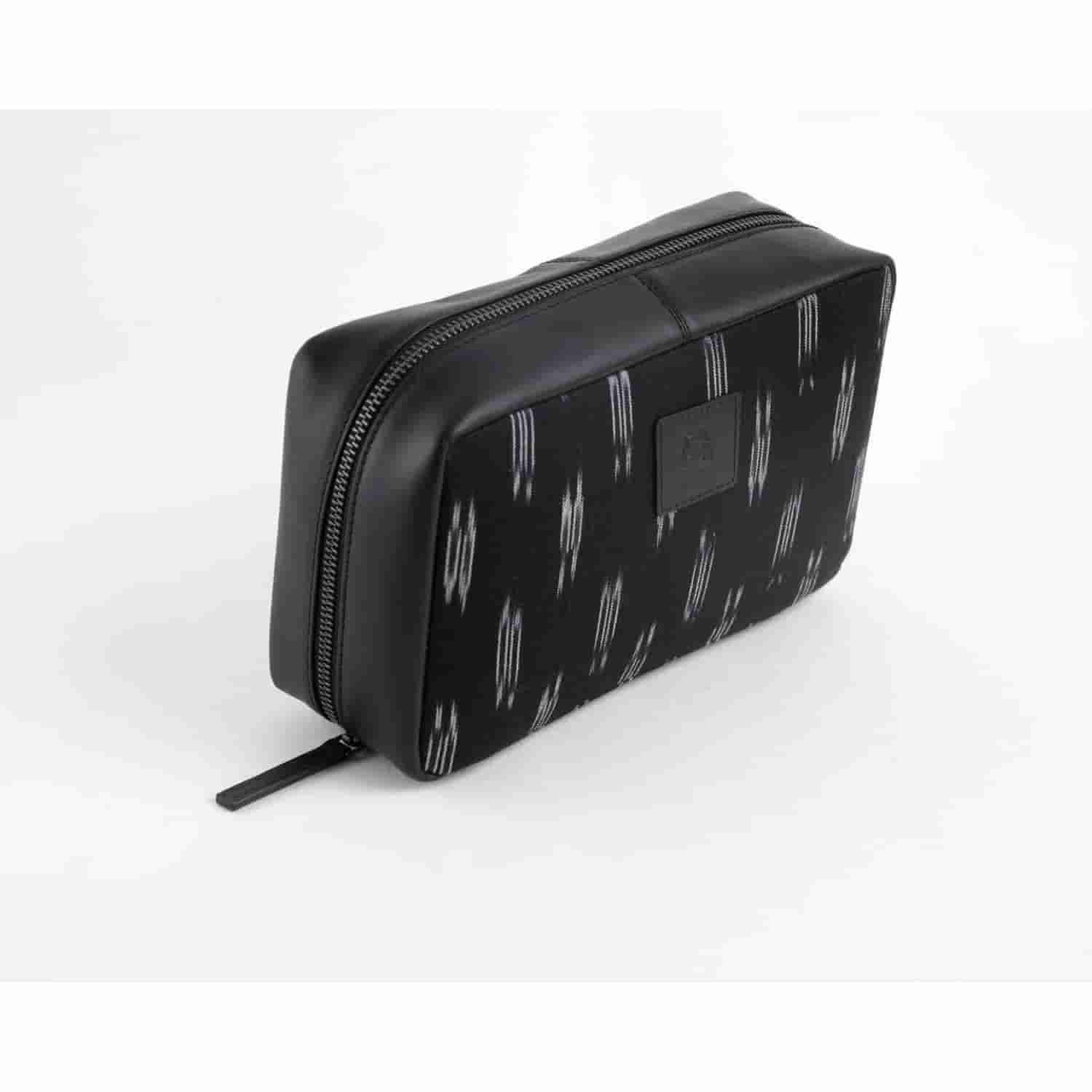 Leather Chef Tech Pouch Black IKAT + Leather