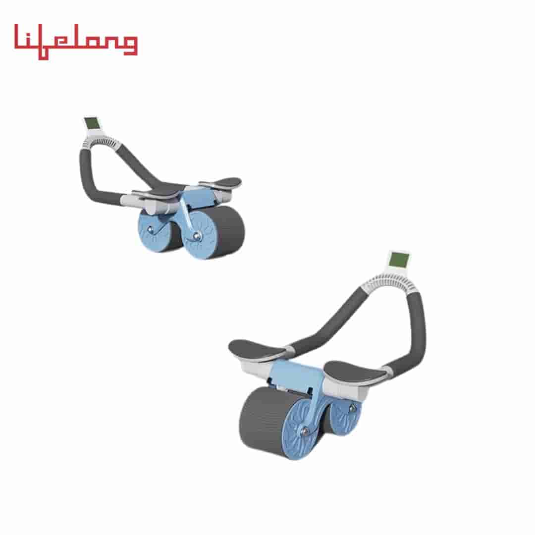 Lifelong Abs Roller For Men-Abdominal Exercise Equipment For Home Gym-Ab Roller With Timer, Mobile Holder & Knee Pad-Exercise Wheels For Men & Women-Abs Workout Machine For Core Plank Workout, Blue