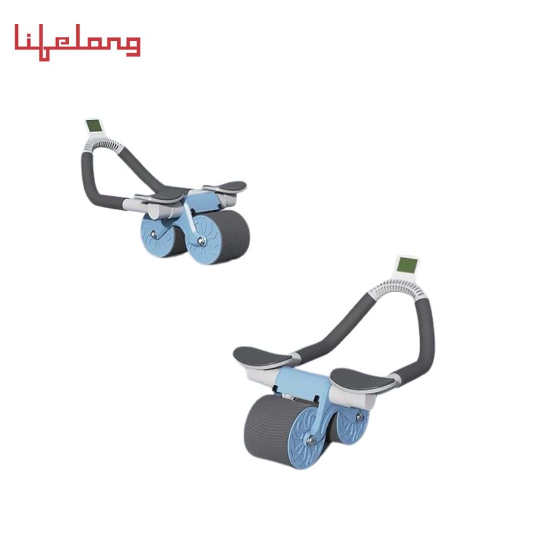 Lifelong Abs Roller For Men-Abdominal Exercise Equipment For Home Gym-Ab Roller With Timer, Mobile Holder & Knee Pad-Exercise Wheels For Men & Women-Abs Workout Machine For Core Plank Workout, Blue