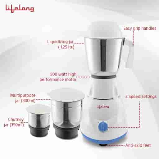 Lifelong Maxo 500 Watts Mixer Grinder