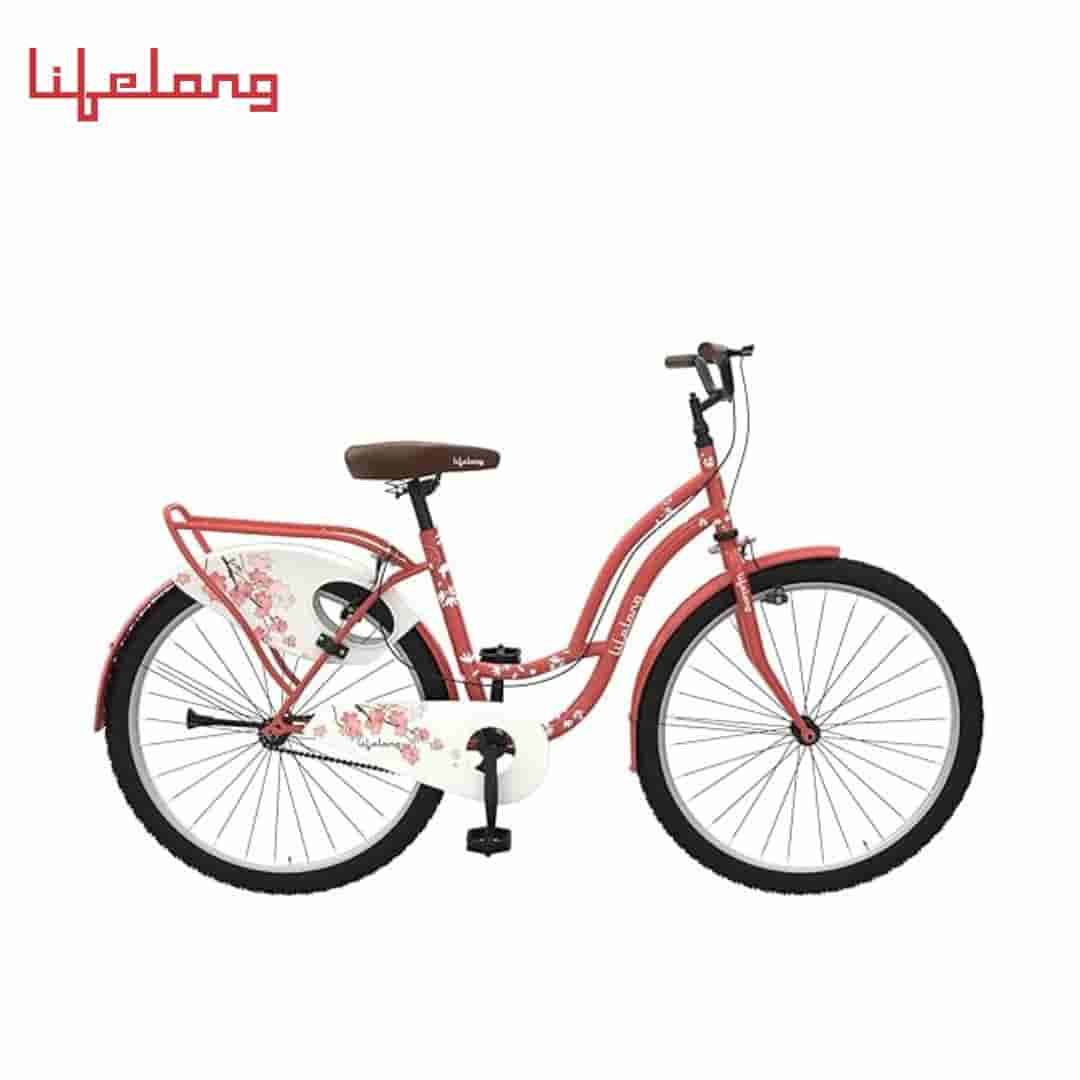 Lifelong Lady Cycle for Girls/Women with Caliper Brake, Rigid Fork, Mudguard, Integrated Carrier|Max Weight Capacity: 90kg|Freeride Bike|Hybrid Bike (LLWBC2601, Orange)