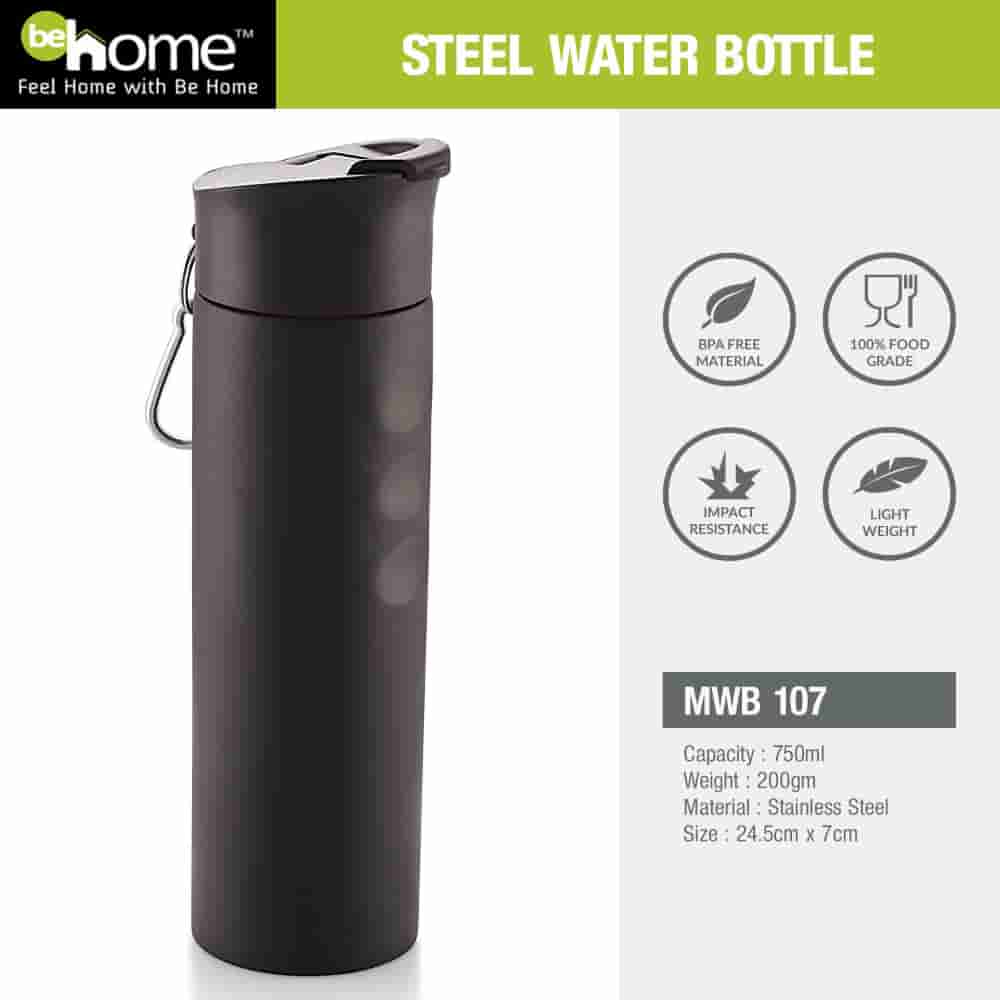 BeHome Groove Steel Bottle Capacity 750Ml Black