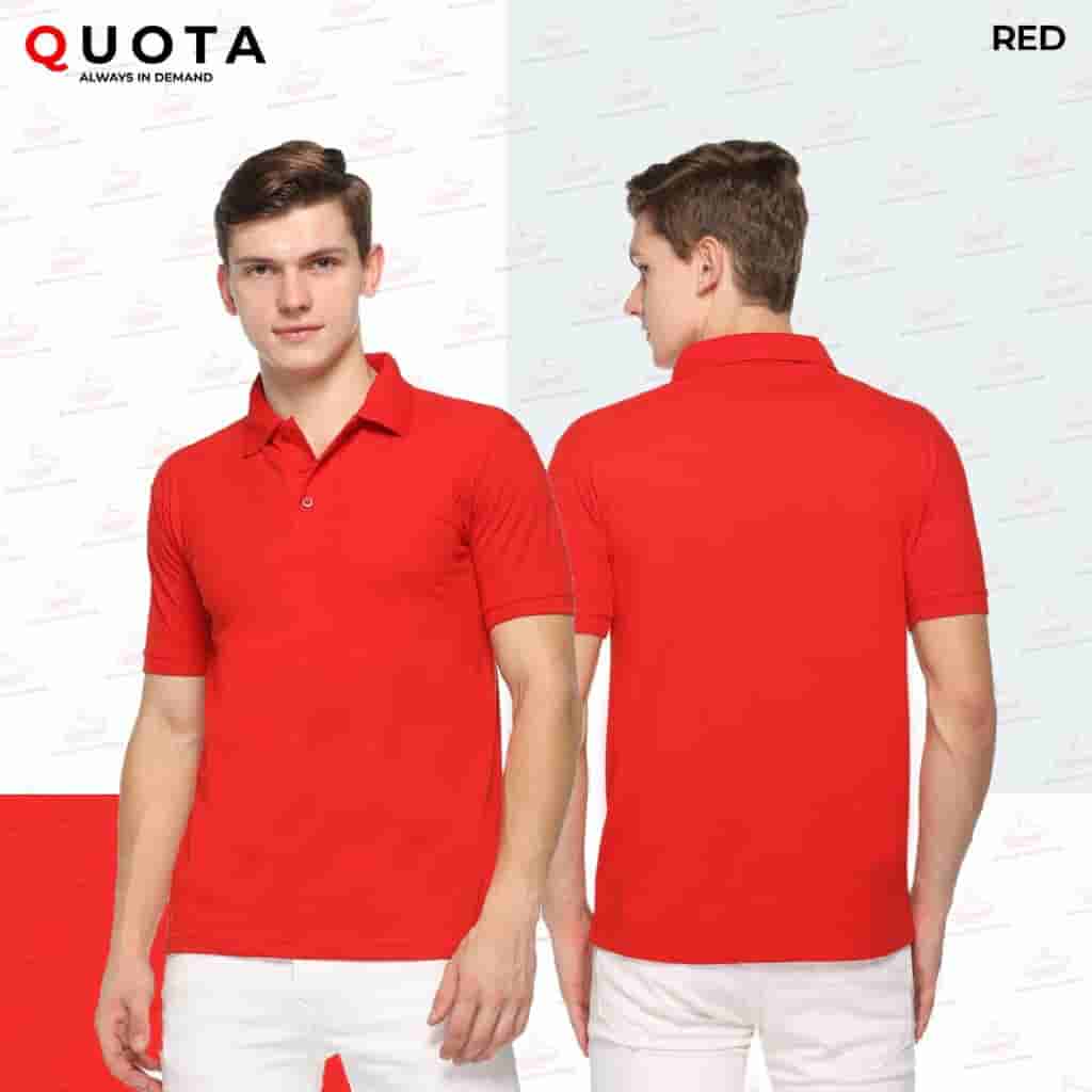 PIKMEE Men's QUOTA Polo T-Shirt - Red - Premium Cotton - Classic Fit