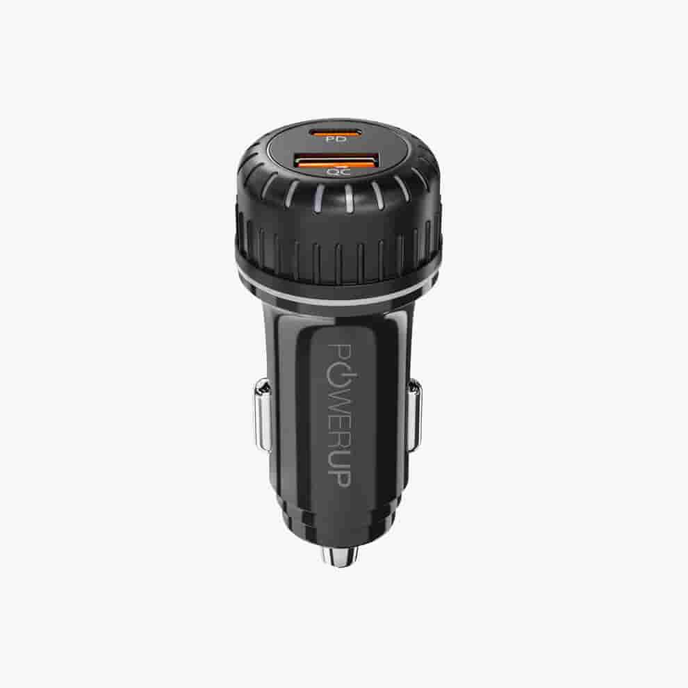 Powerup New 20W Type-C Quick Car Charger - Black
