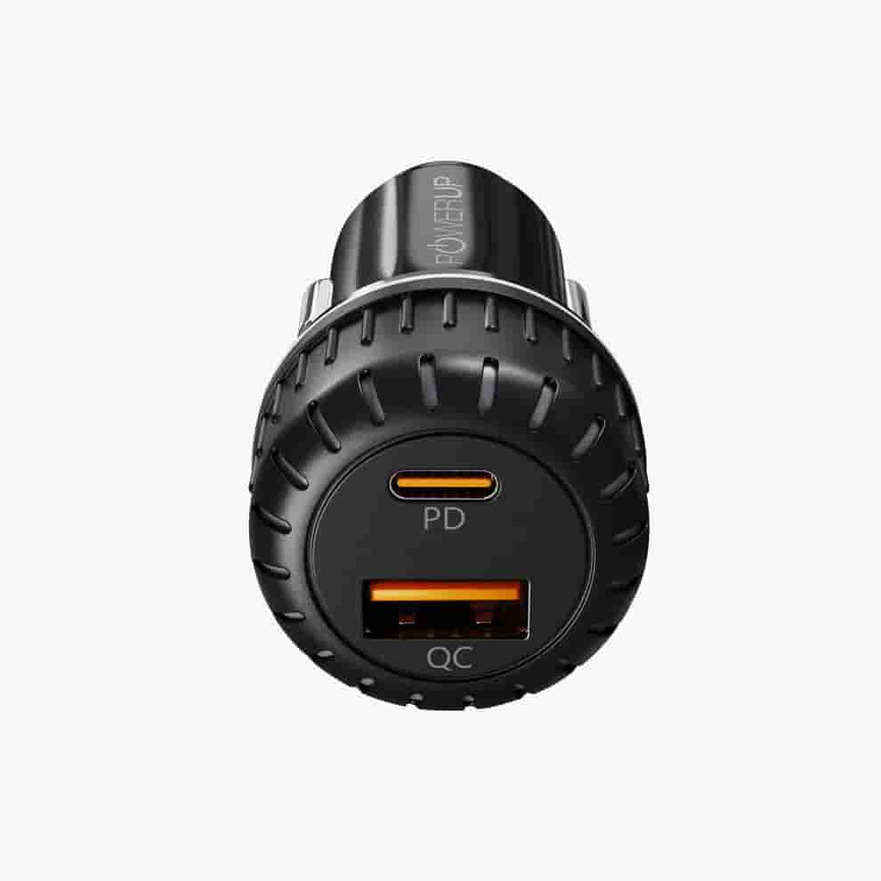 Powerup New 20W Type-C Quick Car Charger - Black