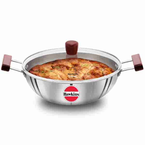 Hawkins Tri-Ply Stainless Steel 5L Induction Deep-Fry Pan With Glass Lid