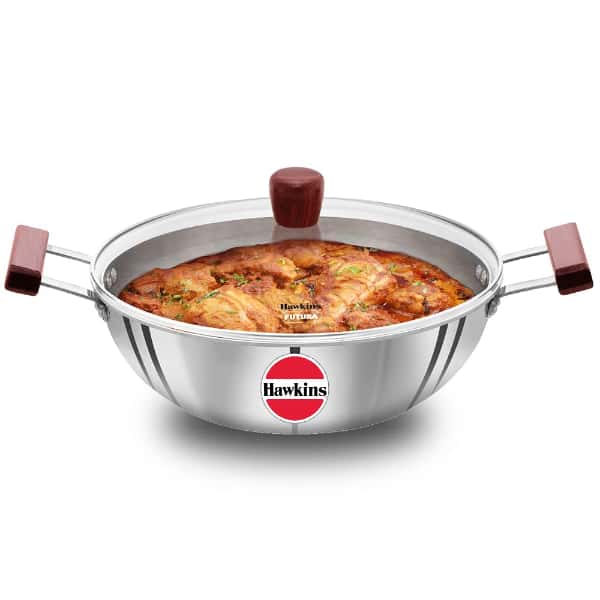 Hawkins Tri-Ply Stainless Steel 5L Induction Deep-Fry Pan With Glass Lid