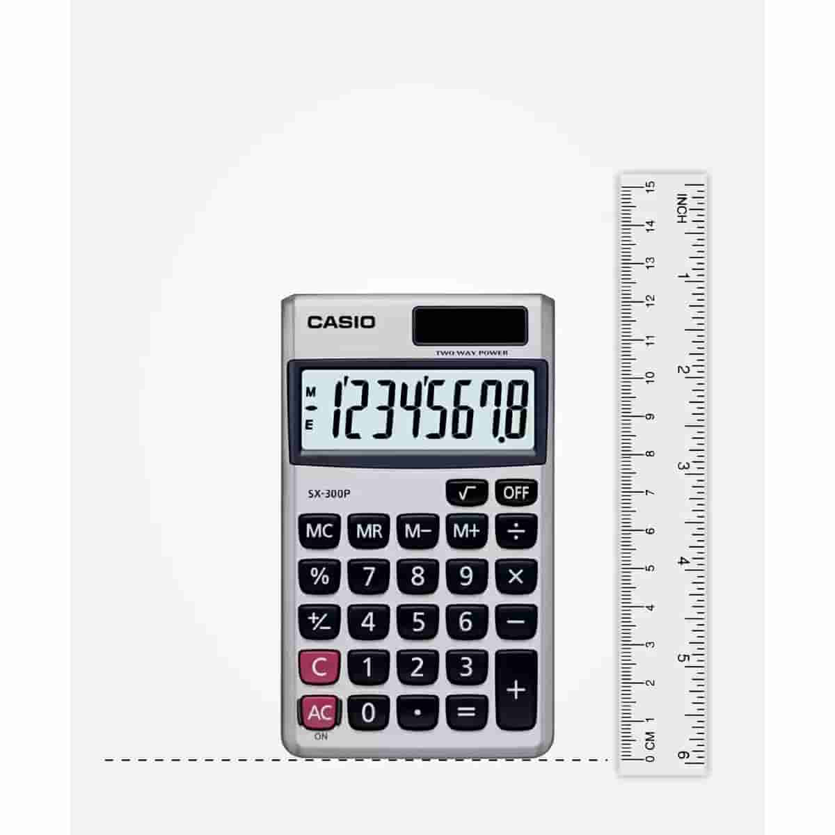 Casio SX-300P-W Portable Calculator with Metallic faceplate