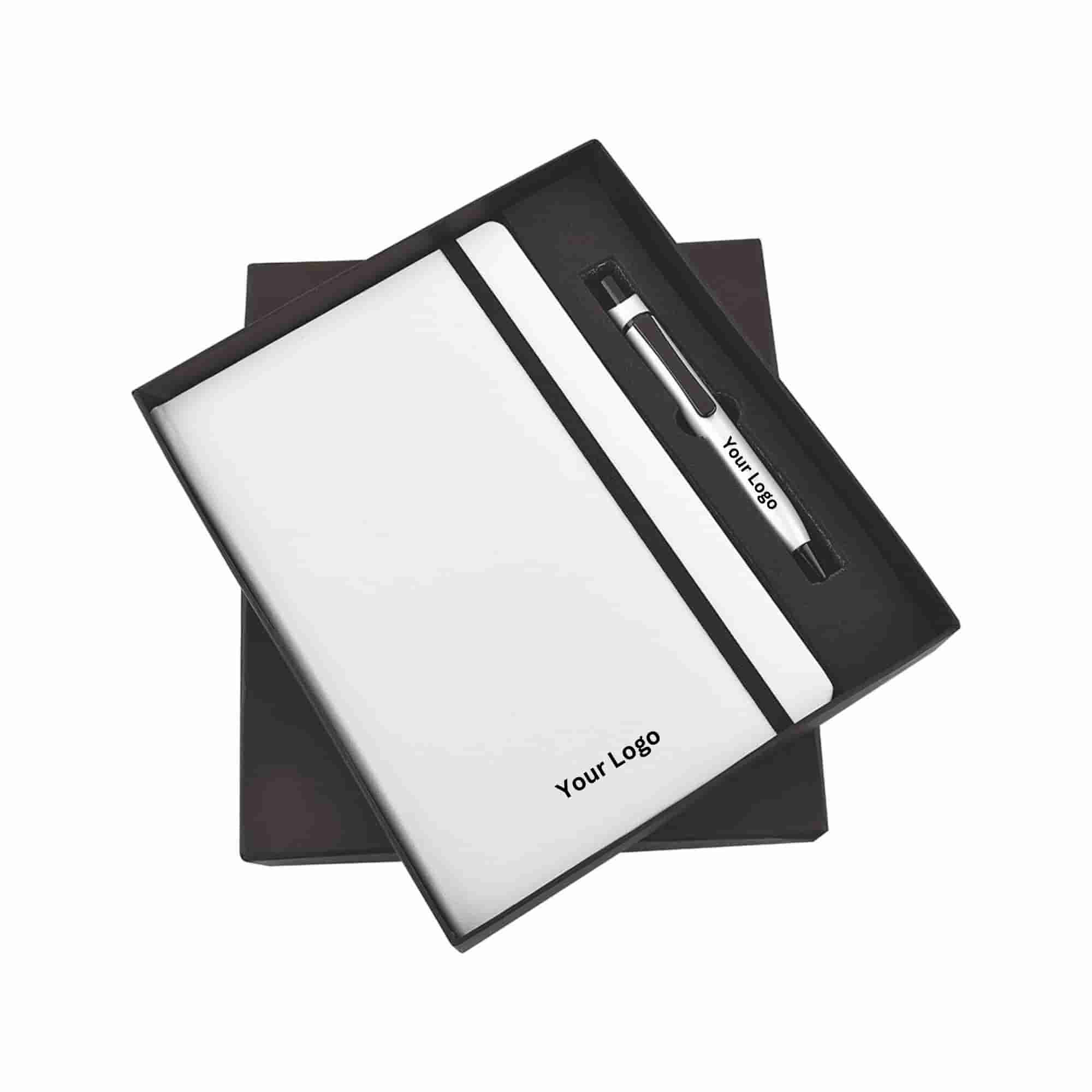 White Elastic Pen & Diary Set