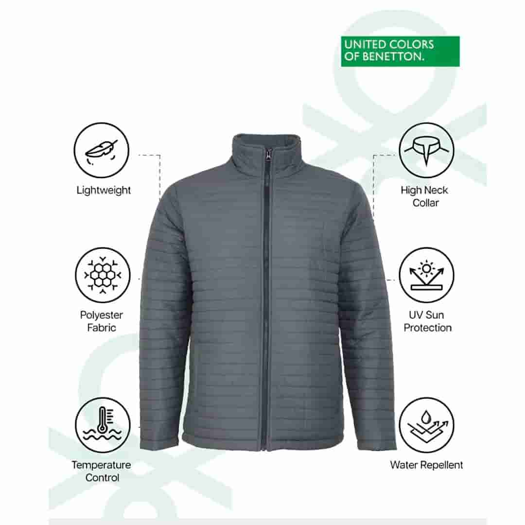 United Colors of Benetton Grey Full Sleeve Bomber Jacket
