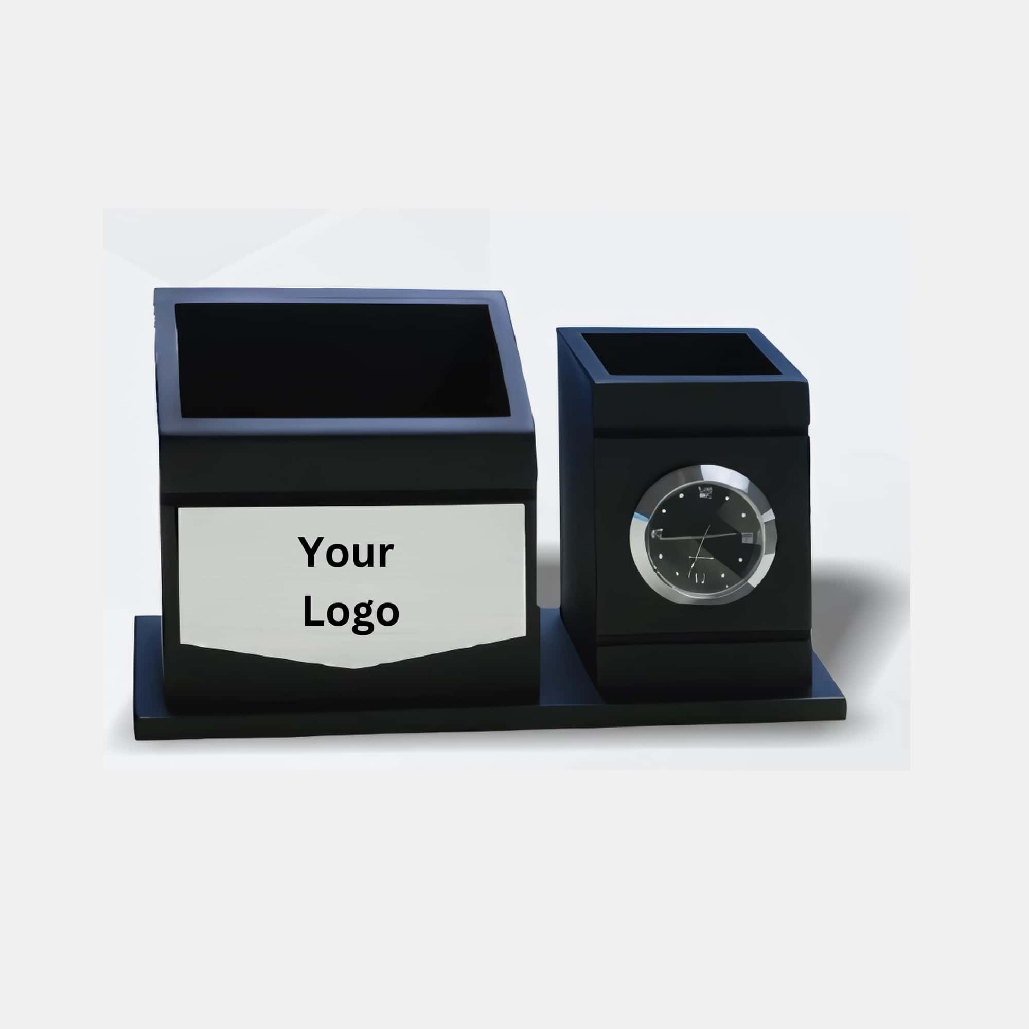 Black Desk Organizer with Phone Stand