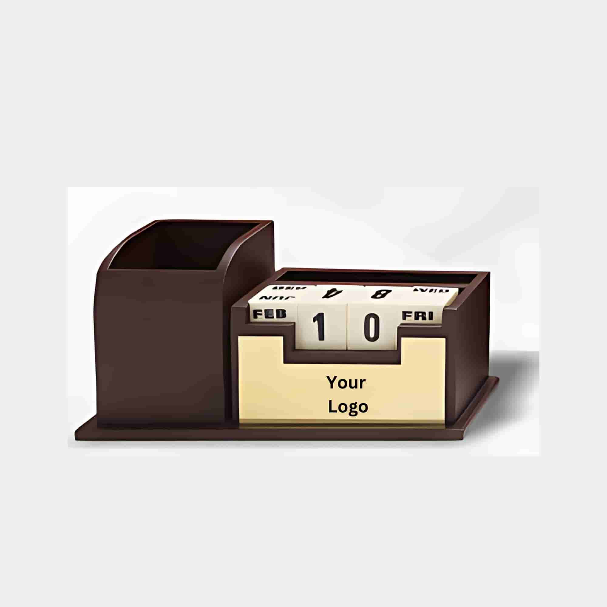 Brown Desk Organizer with Sticky Note Holder