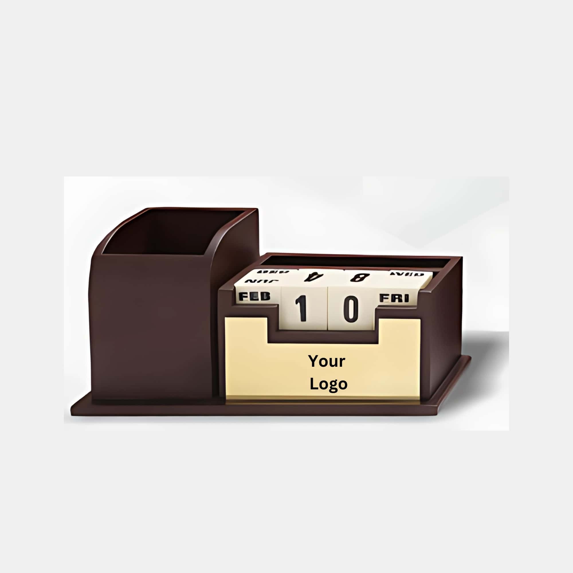 Brown Desk Organizer with Sticky Note Holder