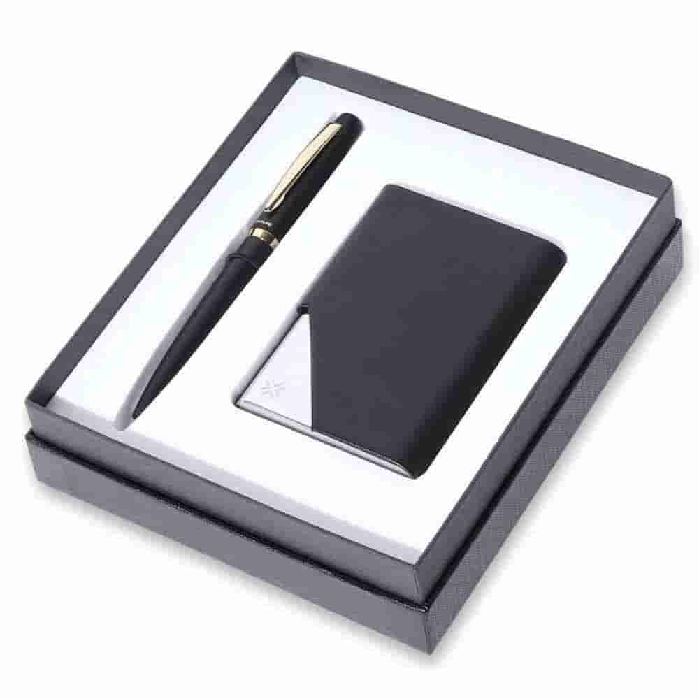 Pennline Stilo Matte Black Ballpoint Pen &Card Holder