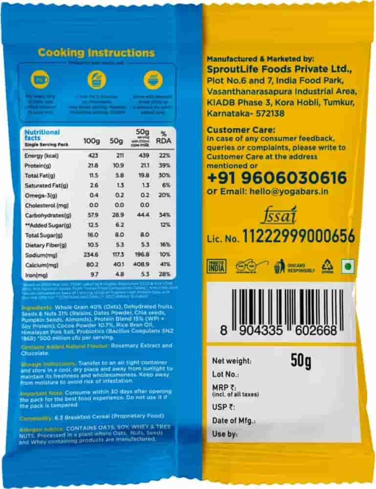 Yoga Bar High Protein Choco Almonds Oats (50g)