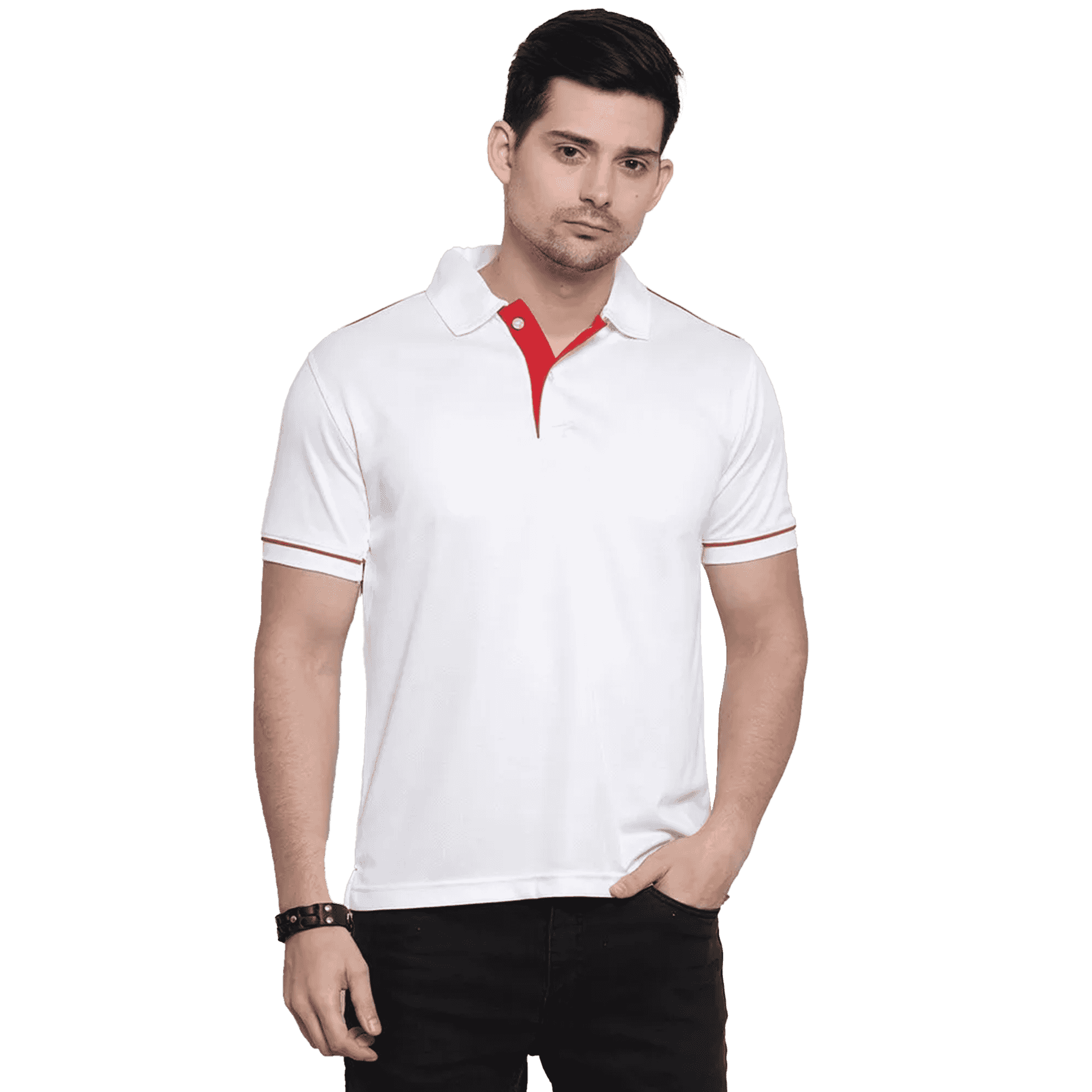 Spark Red With White Tipping Polo T-Shirt