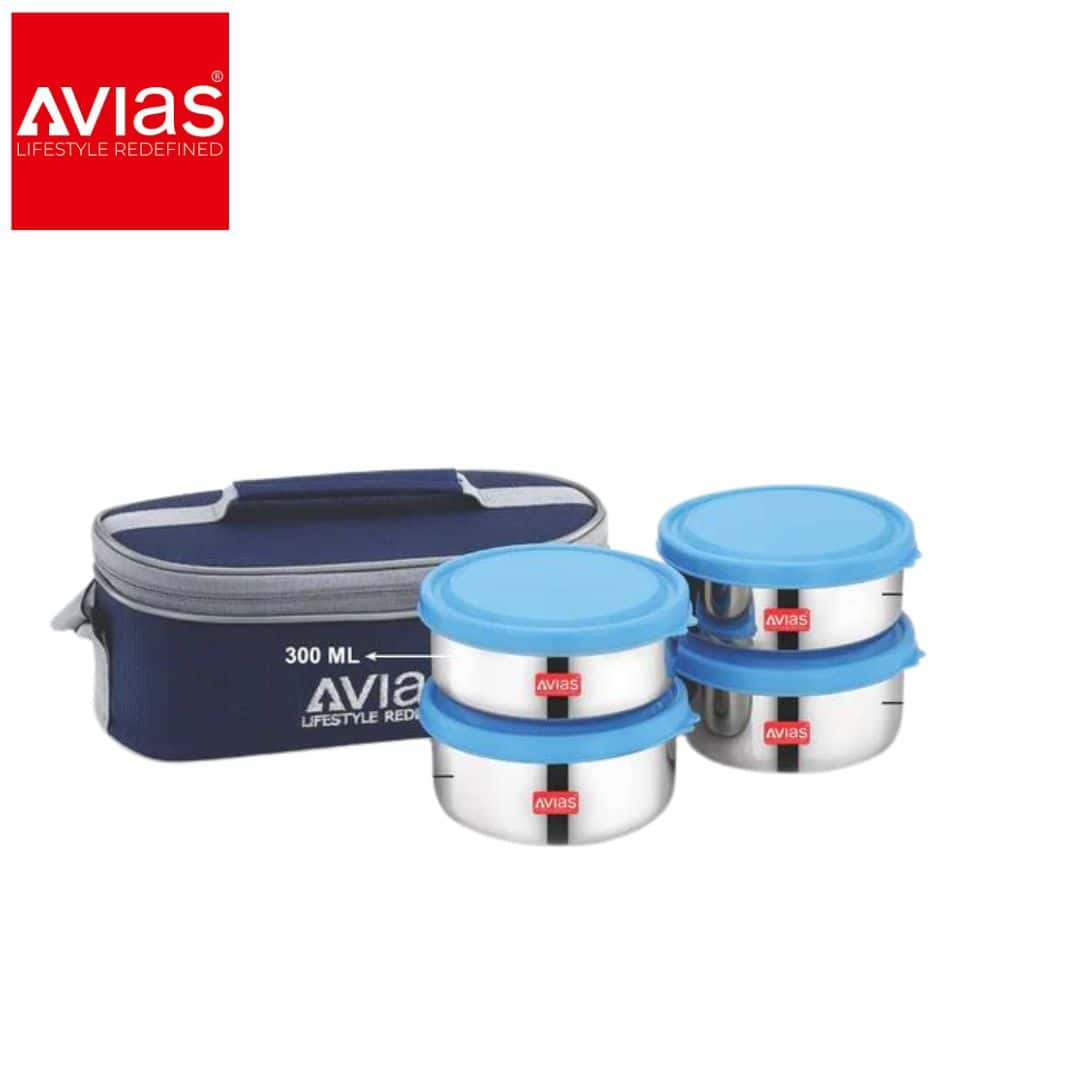 Avias Freshia Horizontal Lunch Box � 4 Stainless Steel Containers in bulk from India — Ant Mascot