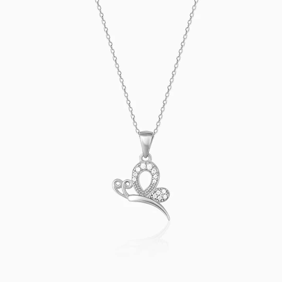 Silver Love Like A Butterfly Pendant With Link Chain in bulk from India — Ant Mascot