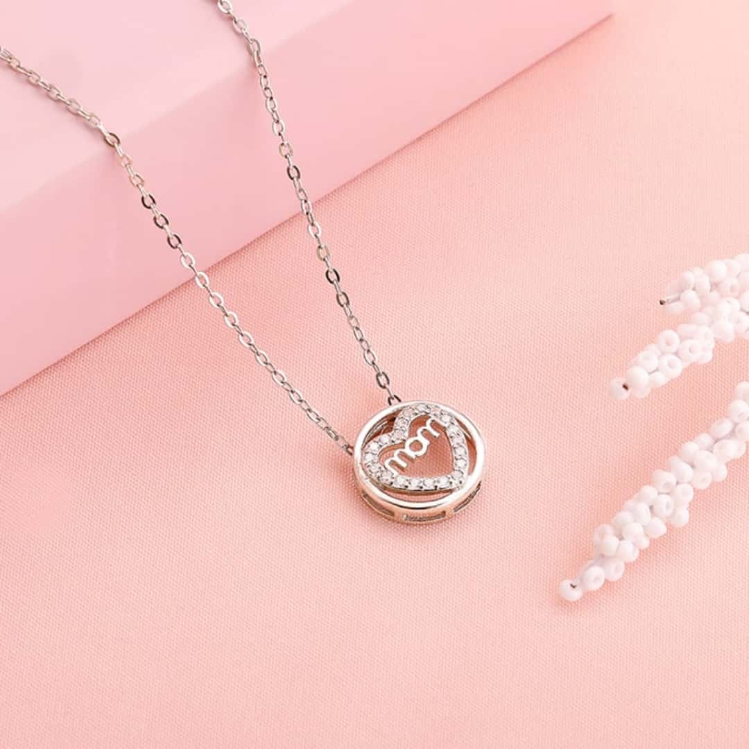 Silver Heart MOM Necklace in bulk from India — Ant Mascot